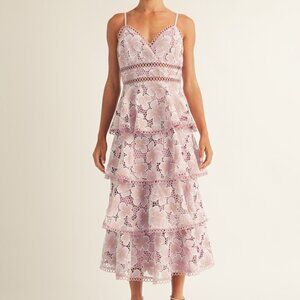 Arose Studio Eartha Tiered Lace Midi Dress Lavender Size XL NWT Romantic